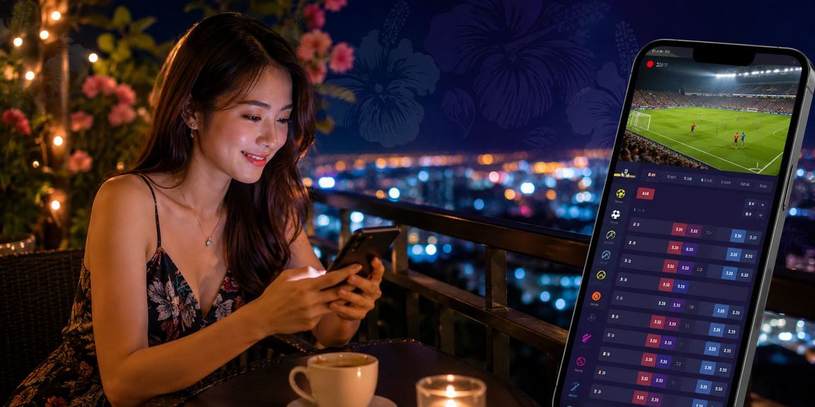 Pemain Malaysia bermain slot kasino melalui telefon pintar semasa berehat